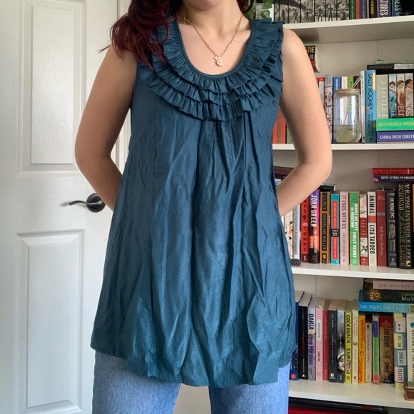 Zokai Aqua ruffle blouse - Picture 3 of 5